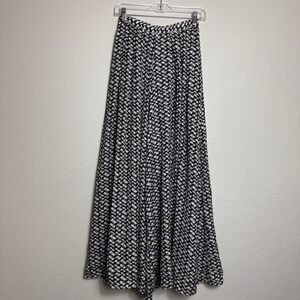Freeway Women's Small Black White‎ Abstract Print Wide Leg Palazzo  Flowy High